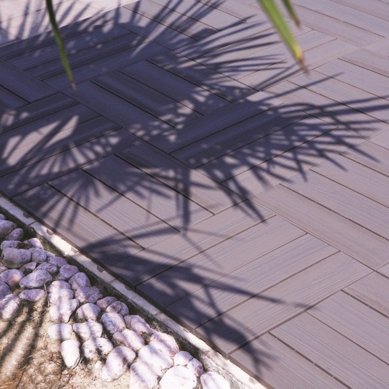 Set 14 Piastrelle Autobloccanti in Plastica Effetto Legno 37,7 x 18,6 cm da Interno o Esterno 