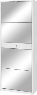 Scarpiera 4 Ante con Specchio 1 Cassetto 63x164x29 cm Ossido Bianco