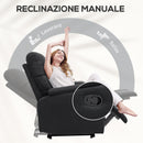 Poltrona Reclinabile Manualmente a 60° con Poggiapiedi in Tessuto Nero   