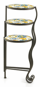 Set 3 Portapiante in Ferro Battuto con Mosaico Soriani Tuscany Nero