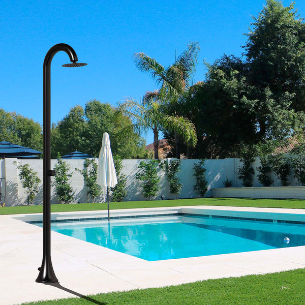 Doccia da Giardino ad Acqua Fredda in Acciaio Inox Soffione Rotondo Sined Luna TMP Nero online
