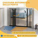 Cancelletto per Cani 74-100x76 cm 4 Viti Regolabili e Nastro Adesivo in Metallo e Plastica Nero      