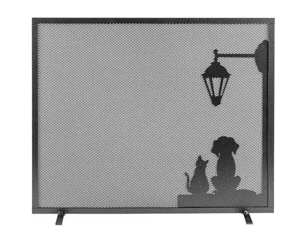 acquista Parascintille per Camino 1 Anta 60x51cm in Ferro Verniciato Grigio Martellato