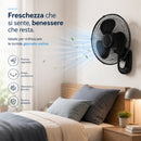Ventilatore da Parete Ø40 cm con Telecomando Installazione a Muro Silenzioso Nero      