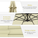 Ombrellone da Giardino 300x250 cm a Braccio Inclinabile con Manovella in Metallo e Poliestere Beige      