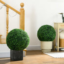 Set di 2 Piante Arteficiali Finte Sfera di Bosso Ø50 cm per Interno ed Esterno Verde