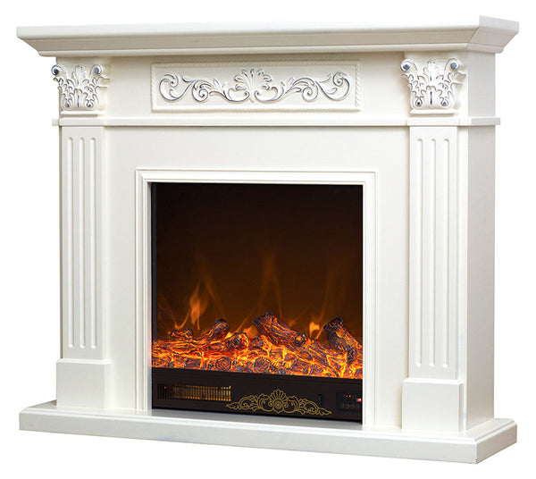 prezzo Camino Elettrico da Pavimento 102x120x33 cm Effetto Fiamma 1500W Valencia Bianco