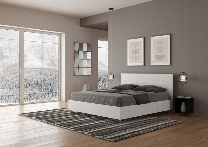Letto Matrimoniale Testata Dritta Demas Frassino Bianco Varie Misure