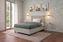 Letto Singolo Contenitore Imbottito Similpelle Tortora BoxMax Testata Button Varie Misure