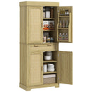 Credenza Cucina Stile Boho 2 Armadietti con Portaspezie e Cassetto 76x40x183 cm Rovere