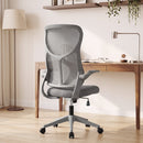 Sedia Ufficio Ergonomica Girevole 64x69,5x110-120 cm con Braccioli Ribaltabili Funzione Dondolo e Altezza Regolabile in Rete Grigio      