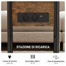 Tavolino da Salotto a C Espandibile 39x29x57 cm con 2 Stazioni di Ricarica in Legno e Metallo Nero e Marrone      