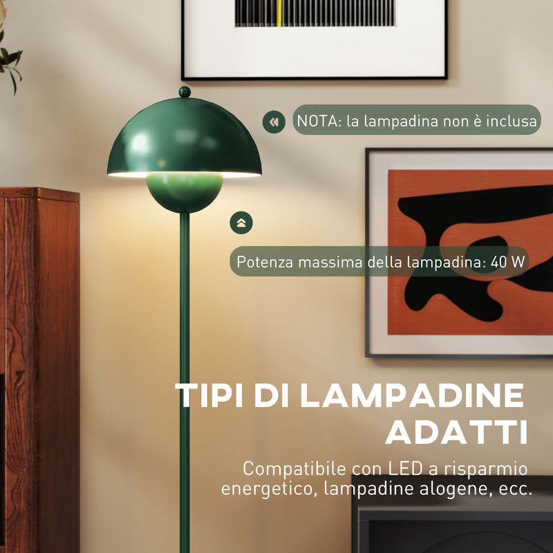 Lampada da Terra con Paralume Semicircolare Ø30x155 cm Interruttore a Pedale in Acciaio Verde  