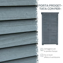 Armadio da Esterno 87x46.5x160 cm con 2 Porte a Persiana e Ripiani Interni in Legno Grigio      