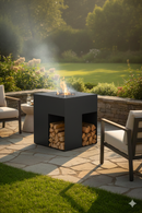 Barbecue a Legna 75x75x75 cm Giglio in Acciaio Nero Alta Temperatura