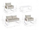Set Salotto da Giardino Divano 2 Poltrone e Tavolino Captiva Bianco