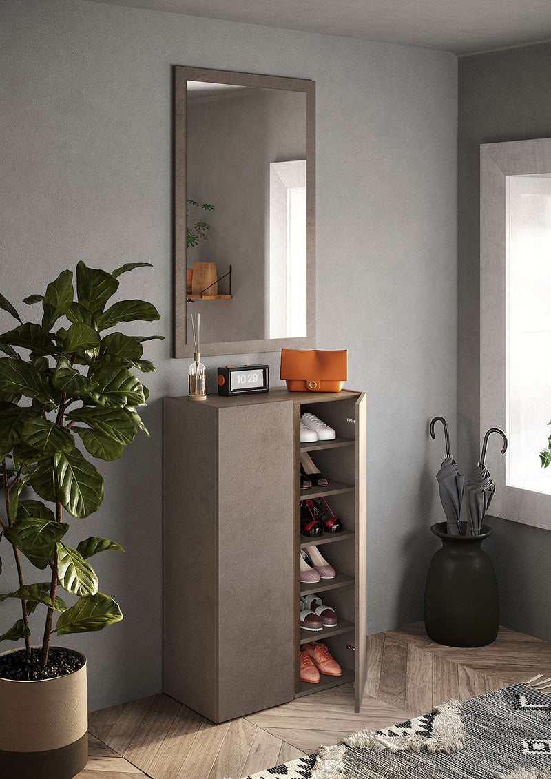 Mobile Multiuso 2 Ante con 5 Ripiani 70x35x111 cm Frame Bronzo e Mercure