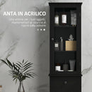 Mobile Colonna Bagno Salvaspazio 40x27x171,5 cm con Armadietto Cassetto e Ripiani in MDF Nero      