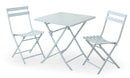 Set Tavolino e 2 Sedie Pieghevoli da Giardino in Acciaio Kraus Tiziano Celeste Chiaro