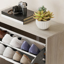 Scarpiera Salvaspazio Slim a 3 Cassetti 62,5x26x117,5 cm per 18 Paia di Scarpe in Melamina Color Legno e Bianco      