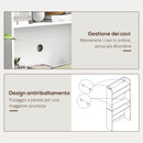 Scrivania Pieghevole 80x69x155 cm con Libreria a 4 Ripiani 2 Ruote e Foro Passacavi in MDF Bianco      