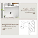 Scrivania Pieghevole 80x69x155 cm con Libreria a 4 Ripiani 2 Ruote e Foro Passacavi in MDF Bianco      