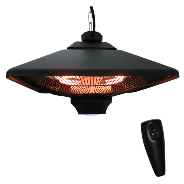 online Stufa Alogena a Sospensione Ø43x25 cm 2000W con Luce LED e Telecomando Nera