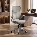Sedia Ufficio Ergonomica Girevole 64x69,5x110-120 cm con Braccioli Ribaltabili Funzione Dondolo e Altezza Regolabile in Rete Grigio      