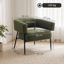 Poltrona Salotto Imbottita 77x67x72 cm con Seduta Ampia e Profonda e Schienale Curvo in Tessuto Effetto Lino Verde Scuro      