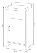 Mobile Lavatoio in PVC 42x35x82,5 cm 1 Anta Clear Bianco