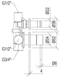 Miscelatore Rubinetto Monocomando per Doccia da Incasso con Deviatore Nero Tevere