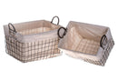 Set 2 Cesti in Tessuto e Rete Metallica con Manici Larghezza 45 cm