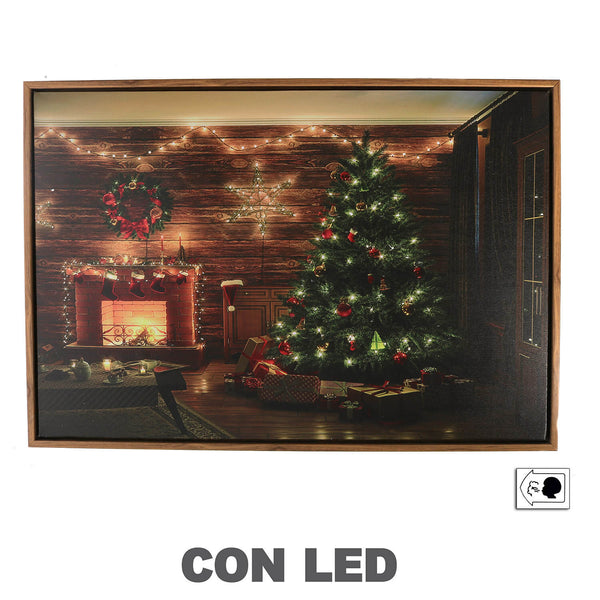 acquista Quadro in Legno con Led albero di Natale rettangolare cm 63x43x3,3