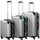 Set 3 Valigie Trolley Rigide da Viaggio Easy Roll Angoli Rinfornzati in ABS Argento