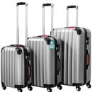 Set 3 Valigie Trolley Rigide da Viaggio Easy Roll Angoli Rinfornzati in ABS Argento  