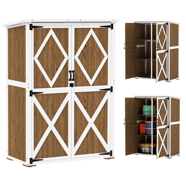 acquista Armadio da Giardino 116,5x57x159-167 cm Tetto in Bitume in Legno di Abete Marrone e Bianco