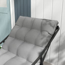 Poltrona da Giardino con Cuscino Imbottito 62x110x88 cm in Acciaio e Poliestere Grigia e Nera