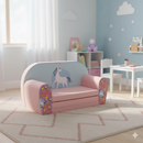 Divano Sofà per Bambini 80x31x50 cm in Cotone Unicorno Rosa