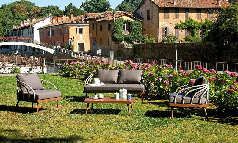 Set da Giardino in Alluminio e Corda Vorghini Imperia Legno e Grigio