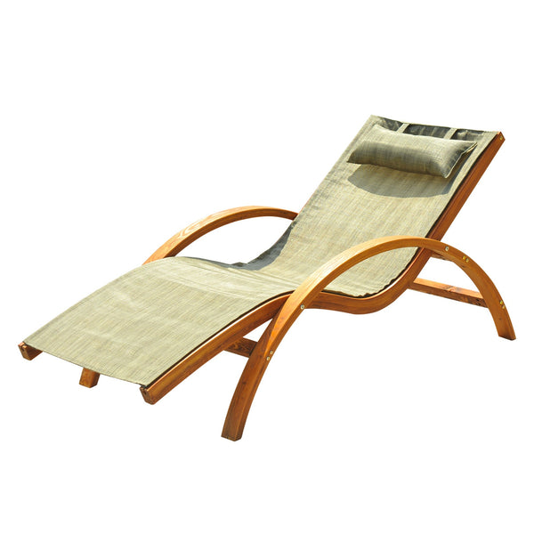 Lettino Prendisole Ergonomico in Legno con Materassino e Poggiatesta Marrone sconto