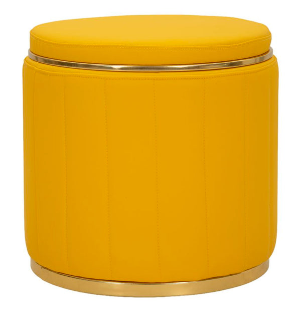 online Puff con Contenitore London Senape Ø46,5x44 cm in Pino e MDF e Spugna e Metallo e PU
