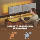 Scrivania da Gaming Angolare 192,5x80x86,5 cm con Hub di Ricarica Luci LED e Supporto Monitor in Legno e Acciaio Nero      
