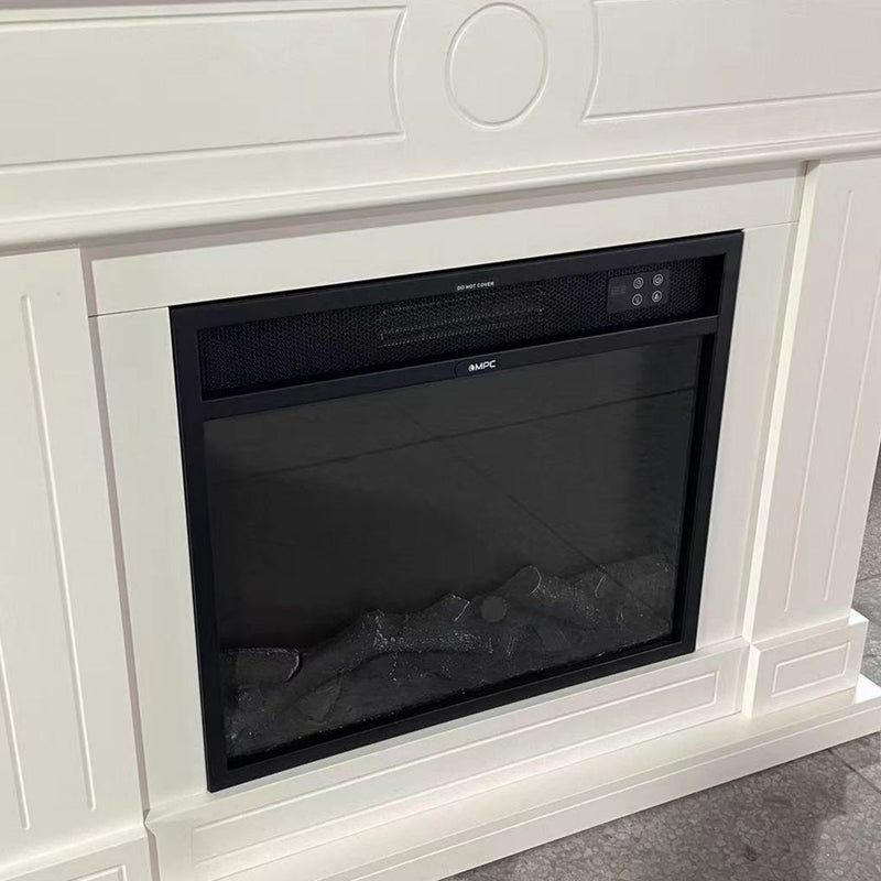 Camino Elettrico da Pavimento 109x102x21,5 cm Effetto Fiamma 1500W Sined Lipari Bianco