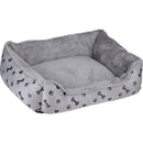 Cuccia Letto per Cani e Gatti 53x46x17 cm Cuscino per Animali Domestici con Stampa in Peluche Grigio      