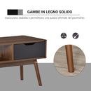 Mobile TV 2 Ante e Vano Centrale 122x39x46 cm in Legno Teak e Nero
