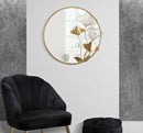 Specchio With Flower 75x3,5x72 cm in Ferro e MDF Oro