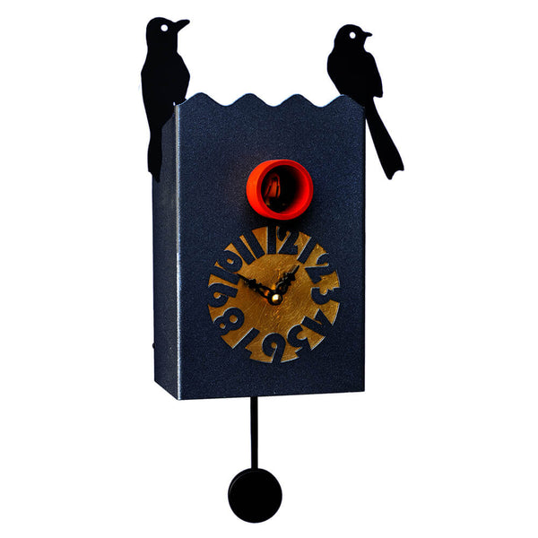Orologio a Cucù da Parete 14X28X13Cm Pirondini Italia Duetto Nero Graffite sconto