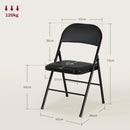 Set 4 Sedie Pieghevoli Imbottite 45x46x78 cm in Finta Pelle PU e Metallo Nero