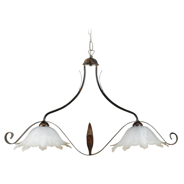 Sospensione 2xE27 Montatura Marrone Vetro Alabastro Bianco Sfumato Ambra E-Energy Aurora acquista