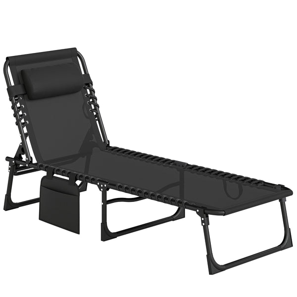 prezzo Sdraio da Giardino Pieghevole 185x58x30 cm con Schienale Reclinabile su 5 Posizioni e Cuscino in Tessuto a Rete e Acciaio Nero